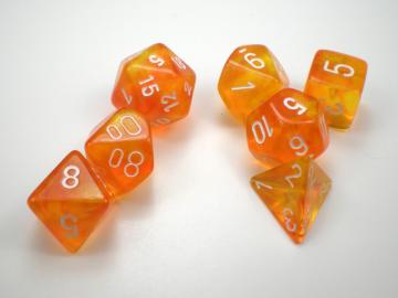 Chessex Borealis Orange w/White 7-Piece Polyhedral Set