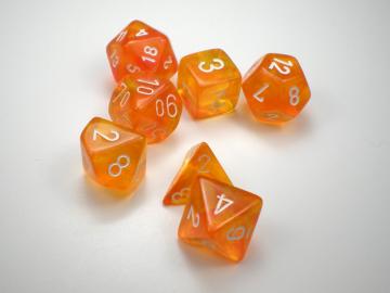 Chessex Borealis Orange w/White 7-Piece Polyhedral Set