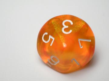 Chessex Borealis Orange w/White d10