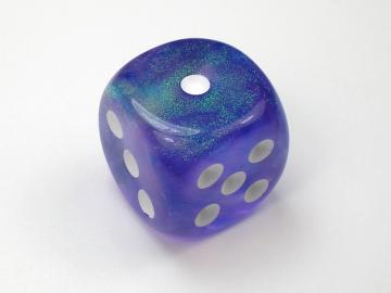 Chessex Borealis Purple w/White 16mm d6 Dice