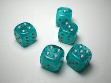 Chessex Cirrus Aqua w/Silver 16mm d6