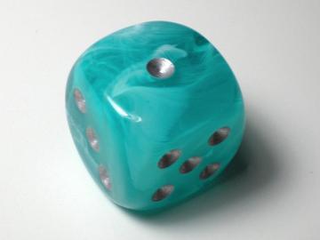 Chessex Cirrus Aqua w/Silver 16mm d6