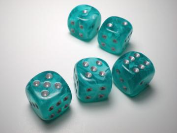 Chessex Cirrus Aqua w/Silver 16mm d6