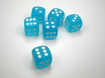 Chessex Borealis Frosted Caribbean Blue w/White 12mm d6 Dice