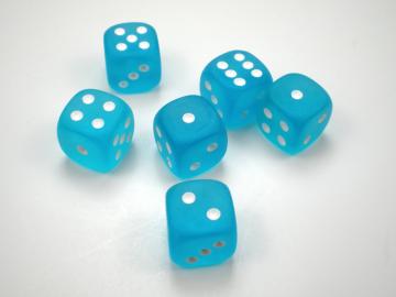 Chessex Borealis Frosted Caribbean Blue w/White 12mm d6 Dice