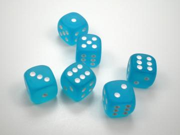 Chessex Borealis Frosted Caribbean Blue w/White 12mm d6 Dice