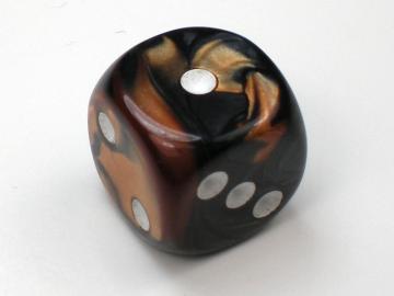 Chessex Gemini Black-Copper w/White 16mm d6 Dice