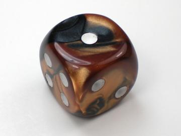 Chessex Gemini Black-Copper w/White 16mm d6 Dice