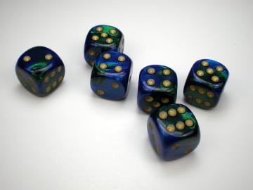 Chessex Gemini Blue-Green w/Gold 16mm d6