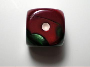Chessex Gemini Green-Red w/White 16mm d6