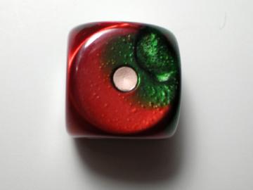 Chessex Gemini Green-Red w/White 16mm d6