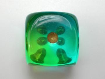 Chessex Gemini Translucent Green-Teal w/Gold 16mm d6