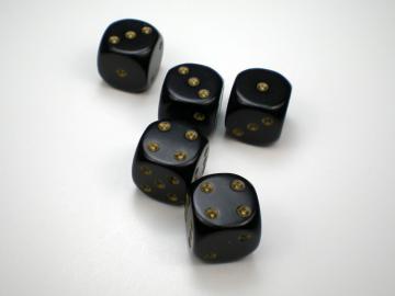 Chessex Opaque Black w/Gold 16mm d6