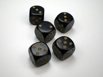 Chessex Opaque Black w/Gold 16mm d6