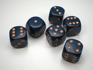 Chessex Opaque Dusty Blue w/Copper 16mm d6 Dice