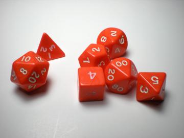 Chessex Opaque Orange w/White 7 Piece Polyhedral Set