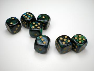 Chessex Scarab Jade w/Gold 16mm d6