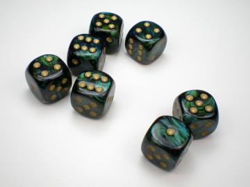 Chessex Scarab Jade w/Gold 16mm d6