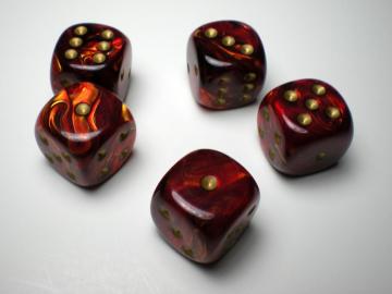 Chessex Scarab Scarlet w/Gold 16mm d6