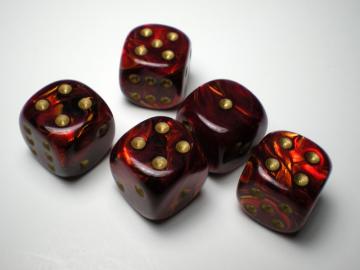 Chessex Scarab Scarlet w/Gold 16mm d6