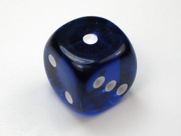 Chessex Translucent Blue w/White 16mm d6 Dice
