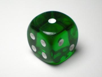 Chessex Translucent Green w/White 16mm d6