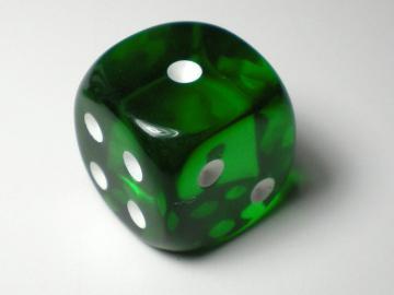 Chessex Translucent Green w/White 16mm d6