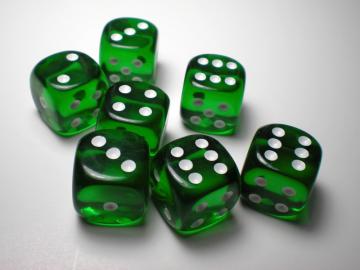 Chessex Translucent Green w/White 16mm d6