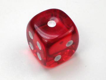 Chessex Translucent Red w/White 12mm d6 Dice