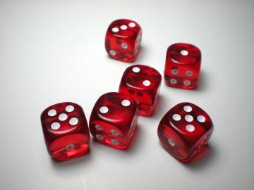 Chessex Translucent Red w/White 16mm d6