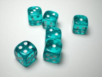 Chessex Translucent Teal w/White 12mm d6