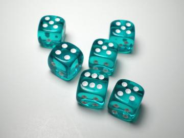 Chessex Translucent Teal w/White 12mm d6