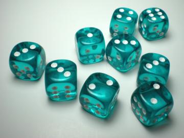 Chessex Translucent Teal w/White 16mm d6
