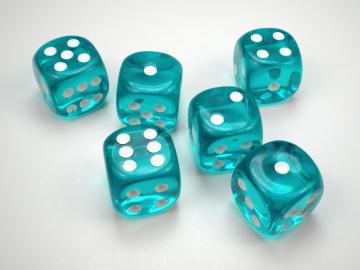 Chessex Translucent Teal w/White 16mm d6 Dice
