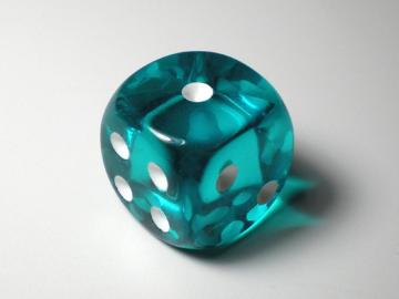 Chessex Translucent Teal w/White 16mm d6