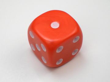 Unknown Opaque Orange w/White 16mm d6 Dice