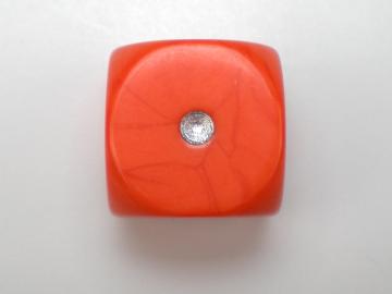 Unknown Opaque Orange w/Silver 16mm d6 Dice