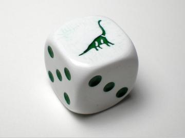 Koplow Games Brontosaurus White w/Green 16mm d6 Dice