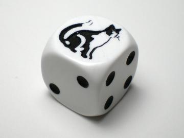 Koplow Games Cat White w/Black 16mm d6 Dice