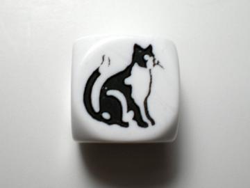 Koplow Games Cat White w/Black 16mm d6 Dice