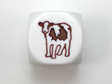 Koplow Games Cow White w/Brown 16mm d6 Dice