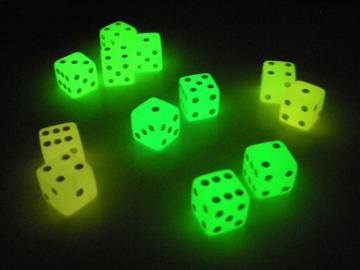 Koplow Games Glow in the Dark Lemon w/White 16mm d6 Dice