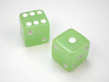 Koplow Games Glow in the Dark Lime w/White 16mm d6 Dice