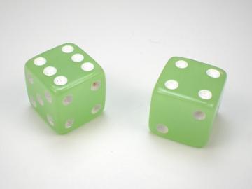 Koplow Games Glow in the Dark Lime w/White 16mm d6 Dice