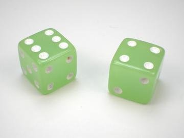 Koplow Games Glow in the Dark Lime w/White 16mm d6 Dice