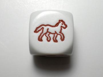 Koplow Games Horse White w/Brown 16mm d6 Dice