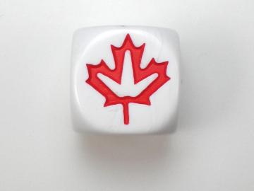 Koplow Games Maple Leaf White w/Red 16mm d6 Dice