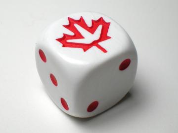 Koplow Games Maple Leaf White w/Red 16mm d6 Dice