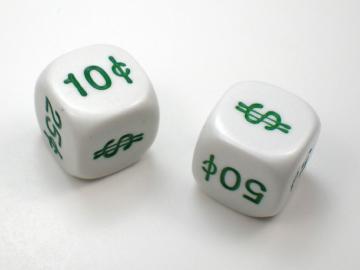 Koplow Games Money Dice White w/Green 16mm d6 Dice