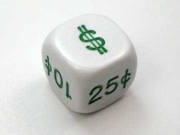 Koplow Games Money Dice White w/Green 16mm d6 Dice